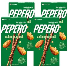 LOTTE PEPERO 杏仁巧克力棒, 32g, 4盒