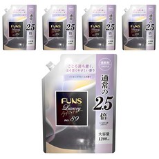 第一石鹼 FUNS Luxury 衣物柔軟精 No.89 玫瑰香 補充包, 1.2L, 5袋
