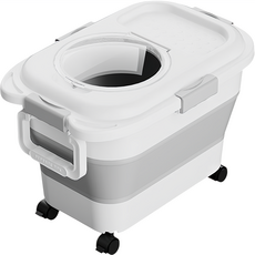 毛皇上 二折折疊飼料桶, 1個, 白灰色, 20L