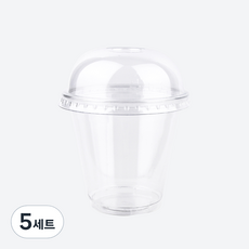 투고팩 PET 시음 소스컵 140ml + 무타공 돔뚜껑 세트, 5세트