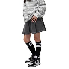 JCB 女童鏈裝飾牛仔百褶裙