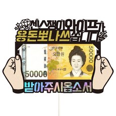 비비드레인 용돈 케이크토퍼, 52용돈뽀나쓰와이프, 1개