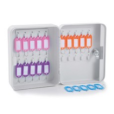 Market Plan 簡約鑰匙圈收納盒 + 20入鑰匙圈組, 1套, 白色