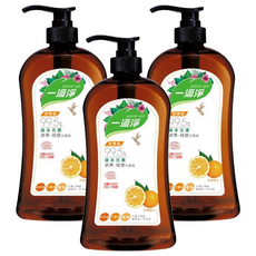 一滴淨 蘆薈多酚食品用洗潔精-柑橘, 99.5%綠本元素, 法國ECOCERT驗證, 1kg, 3瓶