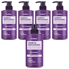 KUNDAL 昆黛爾 蜂蜜澳洲堅果保濕護髮乳 白麝香, 500ml, 5瓶