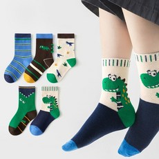 비단길 정글디노 그린블루 양말 5켤레 세트