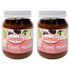 babybio 生機果泥 蘋果黑棗, 130g, 2罐
