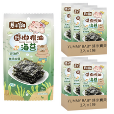 芽米寶貝 寶寶海苔 非油炸無鹽, 100%純橄欖油, 13.5g, 2袋