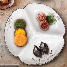 비발디 더 블륨 3칸 나눔접시 소, 혼합 색상, 1개