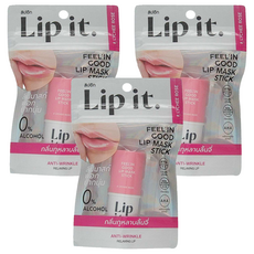 Lip it Feel in Good 晚安唇膜棒 01荔枝玫瑰 5.5g 護唇保濕 修護唇紋 改善乾燥, 1支, 3支