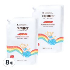 IVLY NATURE 嬰幼兒衣物柔軟精 蓮花香 補充包, 1.2L, 8包
