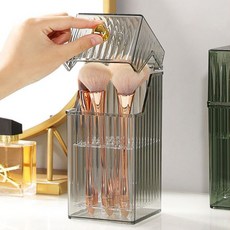 HANEE 附蓋壓克力9格刷具收納方形盒, 1個, 黑色