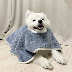 The Flae 狗狗貓咪寵物浴袍毛巾, 灰色