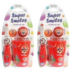 Vibright Red 小狗 LED 牙刷+漱口杯+支架套組, 2組