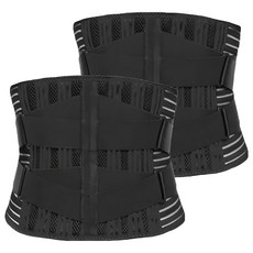 雙重加壓彈力支撐舒適透氣護腰/束腰帶 L 黑色 2件