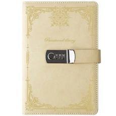 Arico Gold Line 秘密A5密碼鎖日記本, 米色, 1個