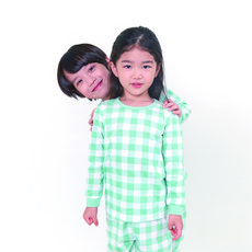 olomimi 薄荷綠格紋30支棉居家服套裝