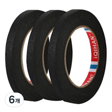iQIHAN 다다 마스킹 종이테이프 15mm x 15m, 블랙, 6개