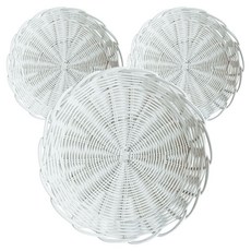 등나무 원형 다용도 라탄 바구니 채반 J046W, 화이트, 3개