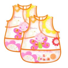 Lion Bear 嬰兒背心型圍兜 2入, 橘色蝴蝶, 2件