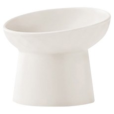 YOGiSSO 寵物斜口陶瓷高腳碗 13 x 9 x 11cm, 白色, 1個