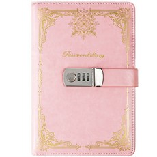 Arico 金邊秘密A5密碼鎖日記本, 粉紅色, 1個