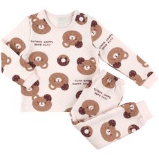 Maykids 男童巧克力甜甜圈熊保暖內衣上下衣組
