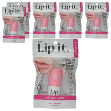 Lip it Feel in Good 晚安唇膜棒 01荔枝玫瑰 5.5g 深層滋潤 改善唇紋 舒緩壓力, 1支, 6支