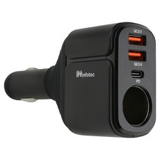 infotec 英富達 雙QC3.0 + PD 車用點菸器擴充座 120W總輸出 支援12V-24V輸入, 1個, 4孔