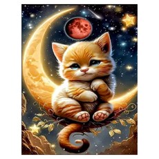 鑽石畫 可愛小貓, 月亮貓2, 1個