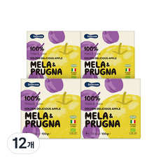 베베쿡 유기농 멜라퓨레 100g x 2p, 사과 + 푸룬 혼합맛, 200g, 12개