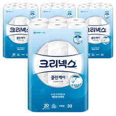 크리넥스 클린케어 3겹 천연펄프 고급롤화장지, 25m, 30개입, 4개