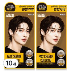 다슈 컬러 패스트 체인지 새치전용 염색제, 자연갈색, 10개