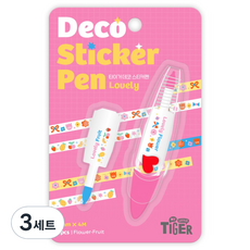마이리틀타이거 타이거 데코 스티커펜 + 카트리지 세트, 러블리, 3세트