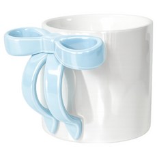 러블온 파스텔 리본 도자기 머그컵 350ml, 블루, 1개 블루, 1개