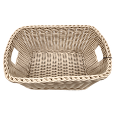 HOLA 和樂家居 奧可利 霧紋手工編織提把置物籃, 斜邊奶茶, 1個