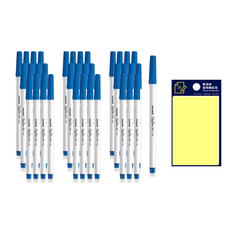 慕那美 351 藍色簽字筆 12入 x 3組 + TUKOBI 便利貼組, 藍色+黃色, 1套