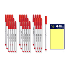 monAmi 簽字筆 351 12入 x 3p + Tukobi 便利貼 文具組, 紅色, 1套