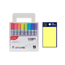 monAmi NEW 油性麥克筆 24色 +Tucobi 便利貼 黃色 套組, 混合色, 1套