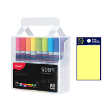 monAmi NEW 方形油性筆 24色 +Tucoby 黃色便利貼 套組, 混合色, 1套