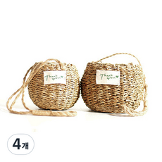 Garden in the City 圓形背帶藤編籃, 單色, 4入