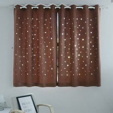 蝴蝶觸感 星星打孔窗簾 小窗用 掛鉤式, 巧克力棕