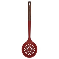 뉴비아 실리콘 조리도구 우드핸들 스키밍국자08, 레드, 1개