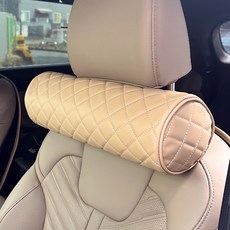 CARTEM 素色絎縫圓柱車用頸墊, 1個, 馬鞍棕色