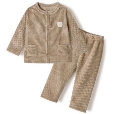 유니프랜드 체크베어 극세사 수면잠옷 상하의 세트