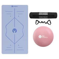 ZHONGOU 長紅 TPE抗菌款瑜珈墊正位線雙色瑜珈墊 厚10mm TP189010ANT 附綁帶+背袋+拉力繩或拍拍球(顏色款式隨機), 藍色, 1組