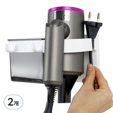 생활공식 무타공 수납형 드라이기 거치대, 화이트, 2개