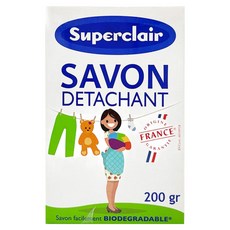 Superclair 衣物去漬皂, 法國原裝進口, 添加小蘇打, 有效去汙, 200g, 1個