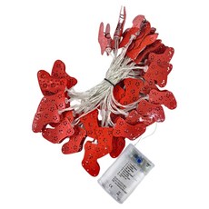 LED聖誕節可愛造型金屬裝飾燈串 6米, 紅襪子, 1組