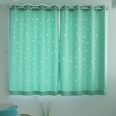 蝴蝶觸感 星星打孔窗簾 小窗用 掛鉤式, 薄荷綠
